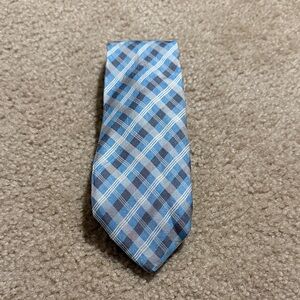 Geoffrey Beene Plaid Tie in Blue and Gray